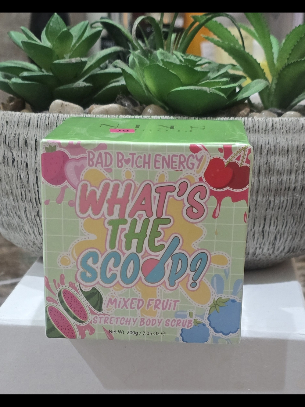 Plouise"What's The Scoop?" Mixed Fruit Stretchy Body Scrub NIB
